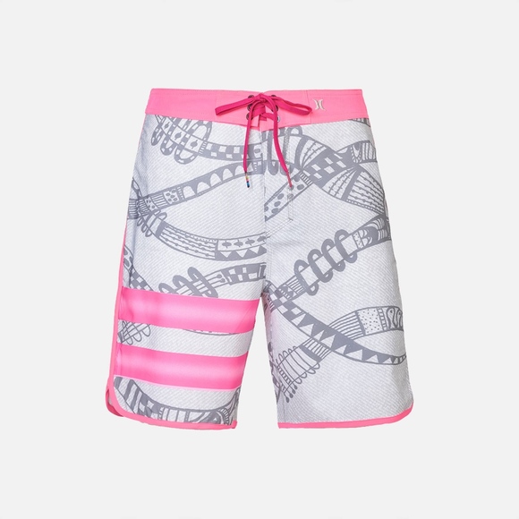 Hurley Mens Phantom Julian Snapper Fashion Board Shorts Grey//Pink 33 Neon Pink